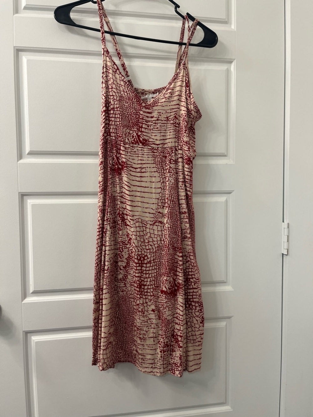 Red Print Spaghetti-Strap Mini Dress